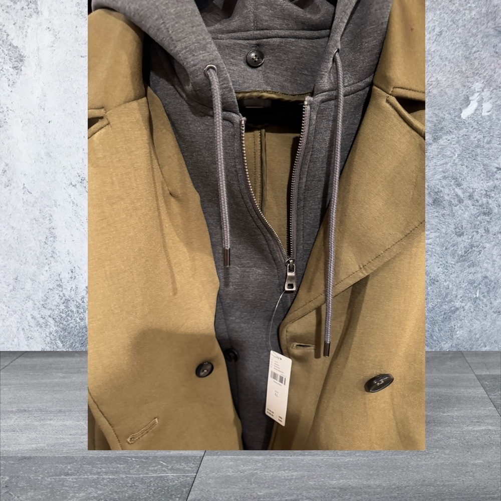 Maeve Olive Green Jacket with removable hoodie Tailored Design, Smooth Texture - Picture 7 of 8